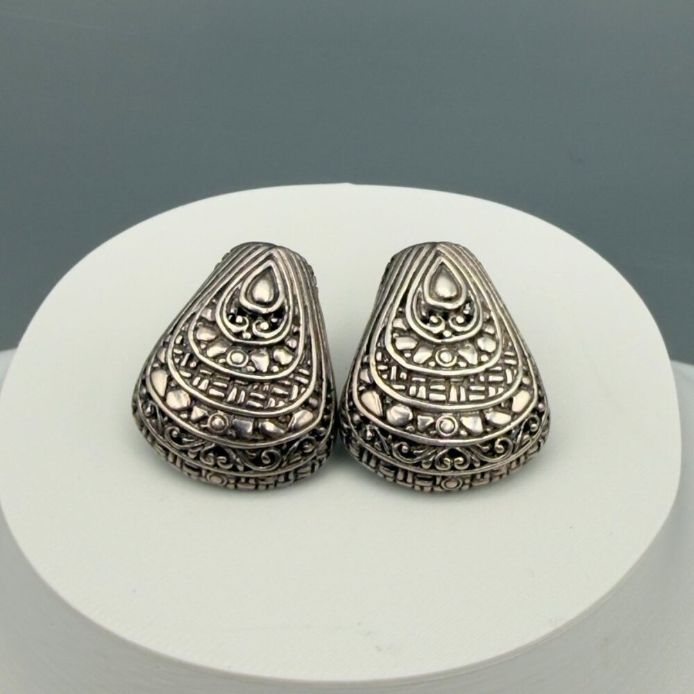 Sarda Sterling Silver Bali Artisan Earrings Omega Back Filigree